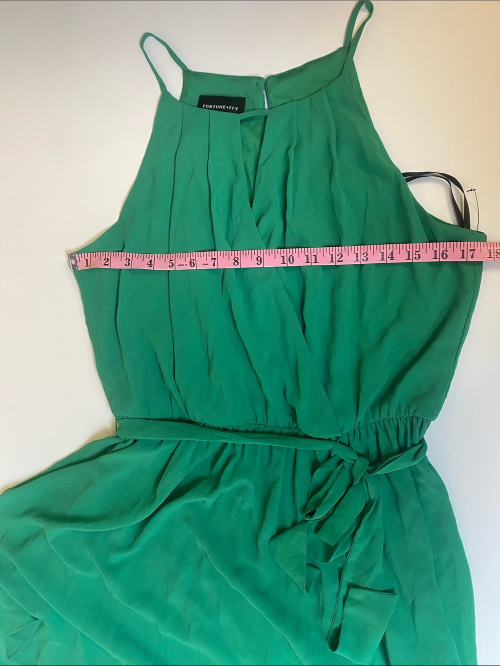 Green Halter Tie-Waist Mini Dress - Picture 6 of 6